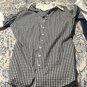 Anne Fontaine Black and White Gingham Shirt size 40